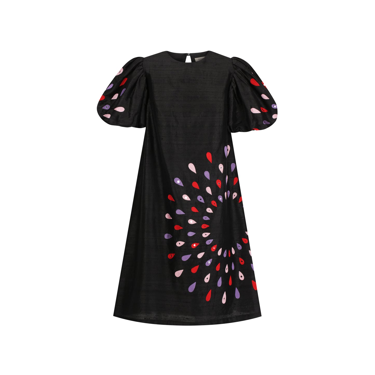 AUDREY PUFF SLEEVE A-LINE DRESS (BLACK)