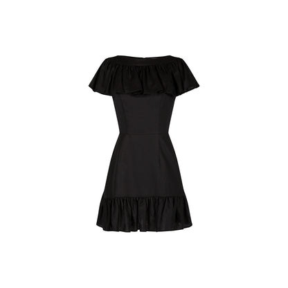 CAMELIA RUFFLE DRESS LINEN (BLACK)