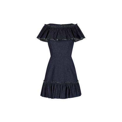 CAMELIA RUFFLE DRESS (DENIM)