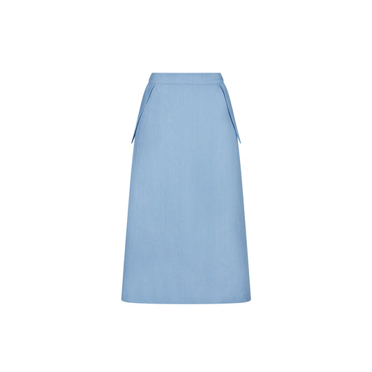 AVA MIDI SKIRT LINEN (BLUE)