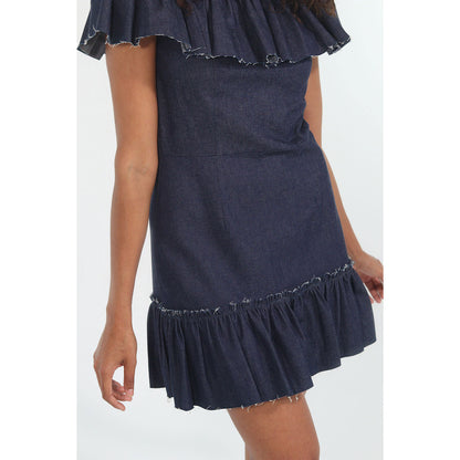 CAMELIA RUFFLE DRESS (DENIM)