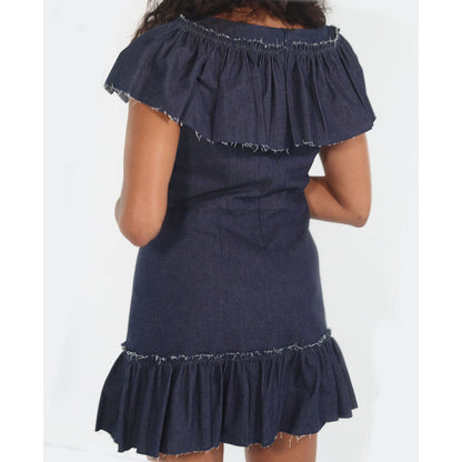 CAMELIA RUFFLE DRESS (DENIM)