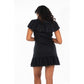 CAMELIA RUFFLE DRESS LINEN (BLACK)