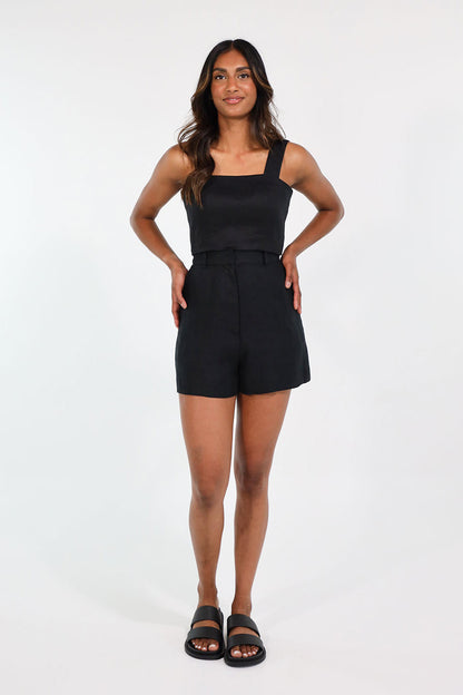 LIZZY SHORTS LINEN (BLACK)