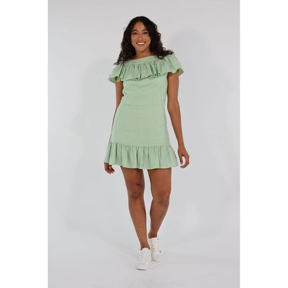 CAMELIA RUFFLE DRESS LINEN (MINT)