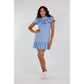 CAMELIA RUFFLE DRESS LINEN (BLUE)