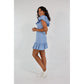 CAMELIA RUFFLE DRESS LINEN (BLUE)