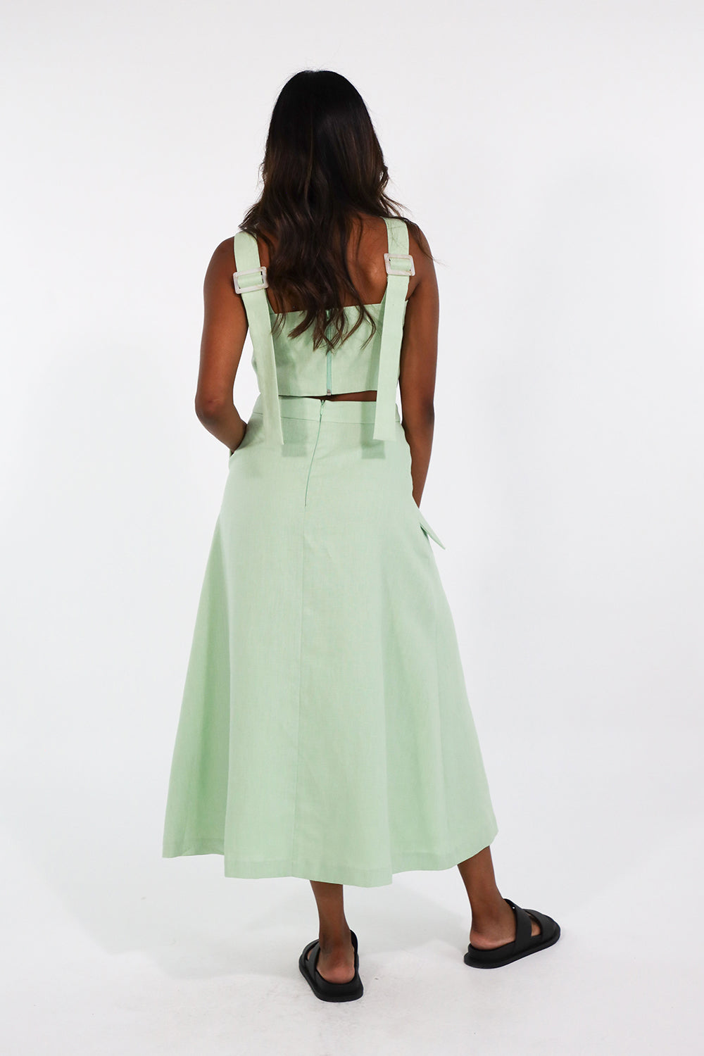 AVA MIDI SKIRT LINEN (MINT)