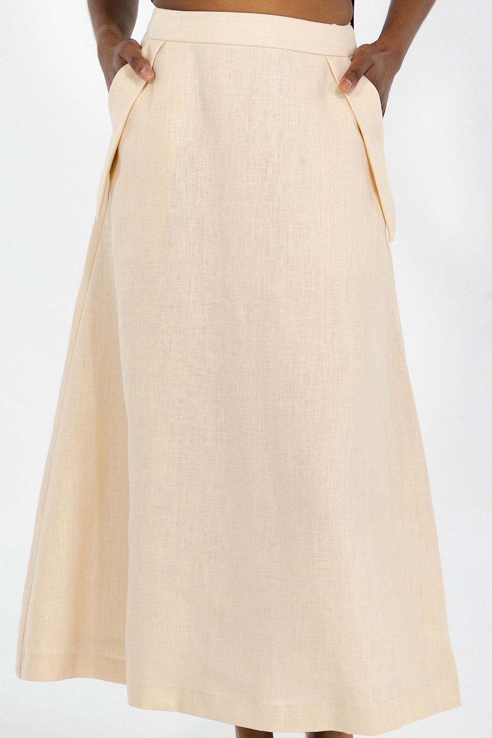 JUPE MIDI AVA LIN (BEIGE)