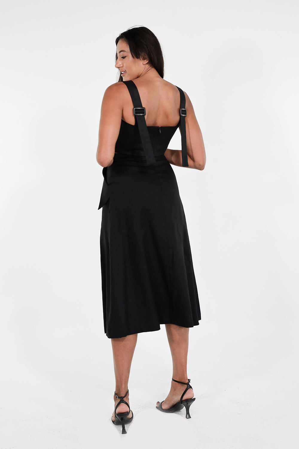 AVA MIDI SKIRT LINEN (BLACK)