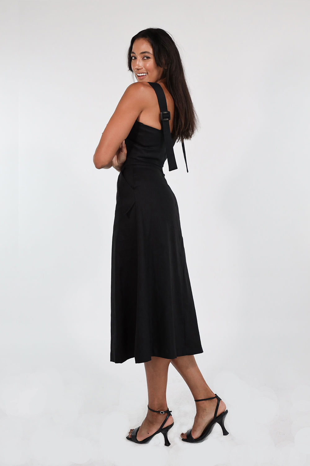 AVA MIDI SKIRT LINEN (BLACK)